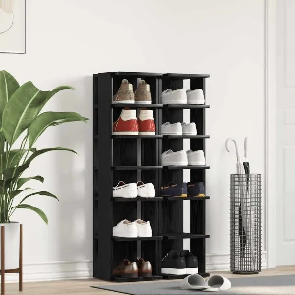 Pantofare, 2 buc., stejar negru, 25x27x102 cm, lemn prelucrat