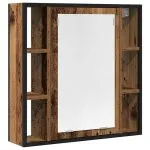 Dulap cu oglindă de baie lemn vechi 60x16x60 cm lemn de lemn