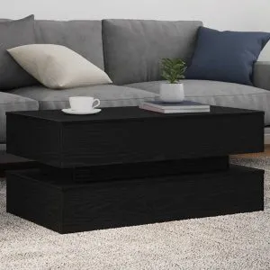 Masuta de cafea cu lumini LED Stejar negru 90x50x40 cm