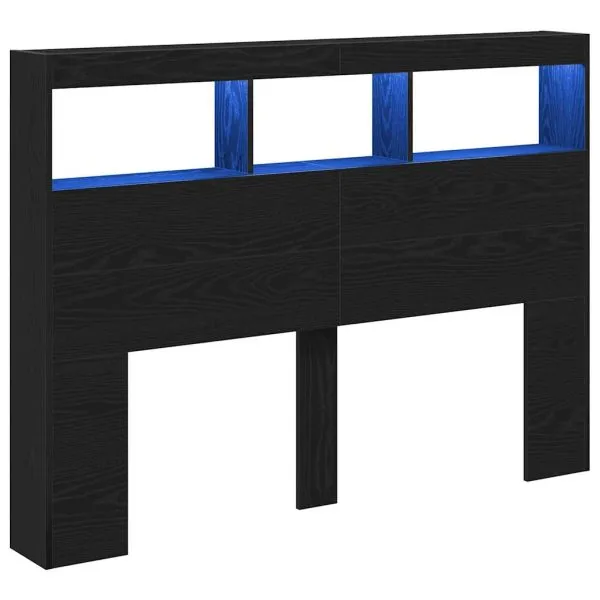 Dulap pentru tăblie cu LED Stejar negru 140x17x102 cm
