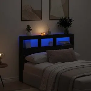 Dulap pentru tăblie cu LED Stejar negru 140x17x102 cm
