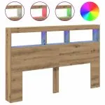 Dulap pentru tăblie cu LED Stejar Artisan 160x17x102 cm