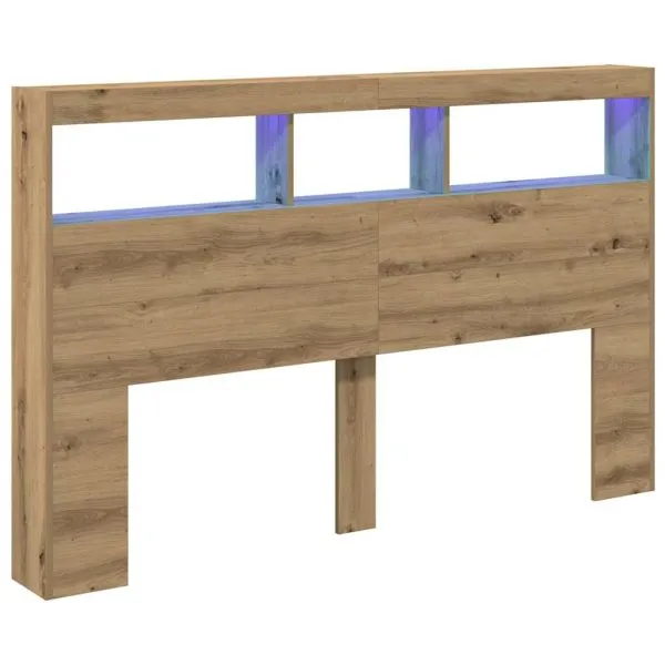Dulap pentru tăblie cu LED Stejar Artisan 160x17x102 cm