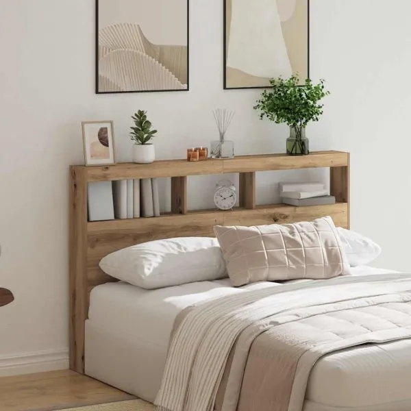 Dulap pentru tăblie cu LED Stejar Artisan 160x17x102 cm