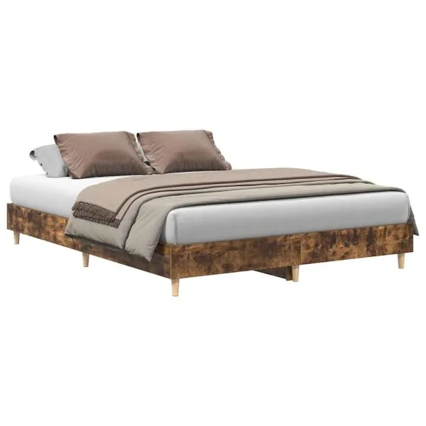 Cadru pat fără saltea Stejar afumat 150×200 cm Lemn prelucrat