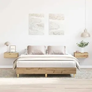 Cadru pat fără saltea Stejar Artisan 140×200 cm Lemn prelucrat