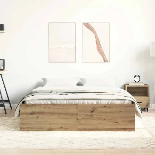 Cadru pat fără saltea Stejar Artisan 120x200cm Lemn prelucrat