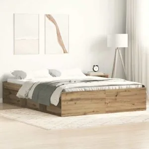 Cadru pat fără saltea Stejar Artisan 120x200cm Lemn prelucrat