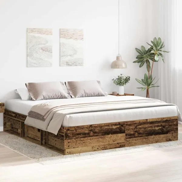 Cadru de pat fără saltea Lemn vechi 180x200cm Lemn prelucrat