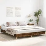 Cadru pat fără saltea stejar fumuriu 180x200cm lemn prelucrat