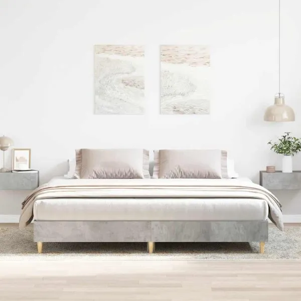 Cadru de pat fără saltea Gri beton 160x200cm Lemn prelucrat