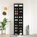 Dulap Pantofi Stejar Negru 54x34x183 cm Lemn prelucrat
