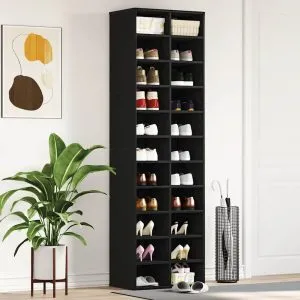 Dulap Pantofi Stejar Negru 54x34x183 cm Lemn prelucrat