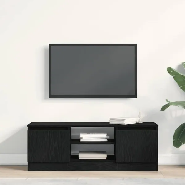 Dulap TV Stejar Negru 102x30x36 cm Lemn prelucrat