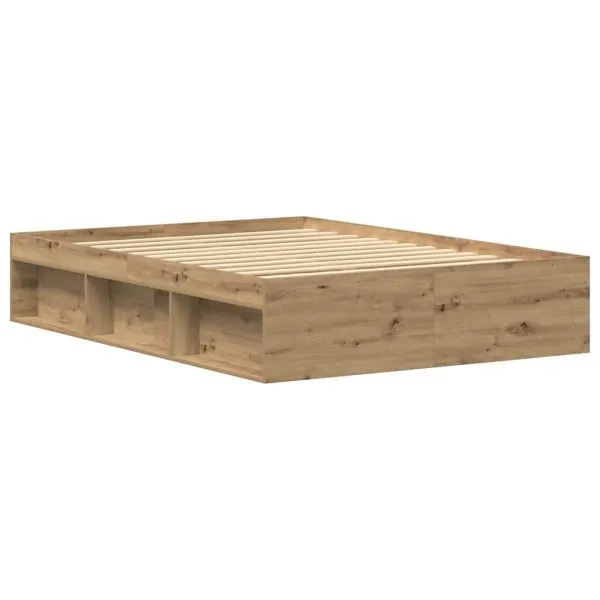 Cadru pat fără saltea Stejar Artisan 135x190cm Lemn prelucrat