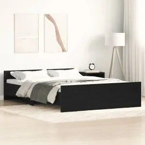Cadru pat fără saltea, stejar negru, 120×190 cm, lemn prelucrat