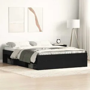 Cadru pat fără saltea, stejar negru, 120×190 cm, lemn prelucrat