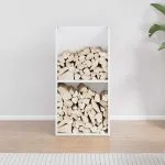 Suport pentru lemne de foc alb 40x30x80 cm Oțel laminat la rece