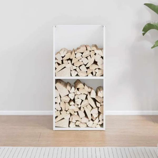 Suport pentru lemne de foc alb 40x30x80 cm Oțel laminat la rece
