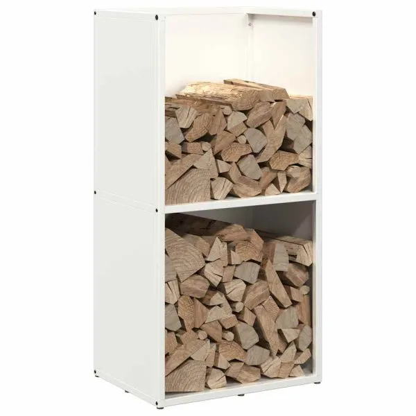 Suport pentru lemne de foc alb 40x30x80 cm Oțel laminat la rece