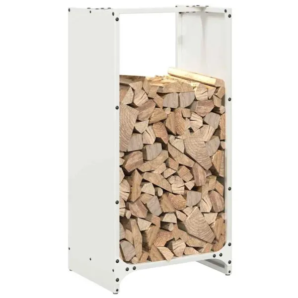 Suport pentru lemne de foc alb 40x30x80 cm Oțel laminat la rece