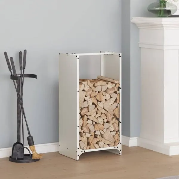 Suport pentru lemne de foc alb 40x30x80 cm Oțel laminat la rece