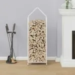 Suport pentru lemne de foc alb 40x25x120cm Oțel laminat la rece