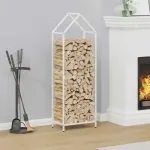 Suport pentru lemne de foc alb 40x25x120cm Oțel laminat la rece
