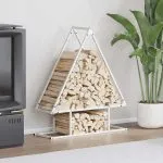 Suport pentru lemne de foc alb 80x25x90 cm Oțel laminat la rece