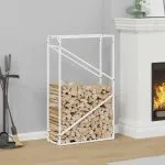 Suport pentru lemne de foc alb 60x25x100cm Oțel laminat la rece
