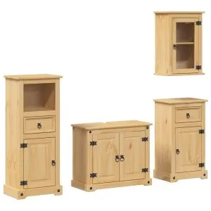 Set mobilier de baie „Corona”, 4 piese, lemn masiv de pin