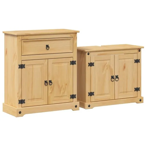 Set mobilier de baie „Corona”, 2 piese, lemn masiv de pin
