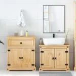 Set mobilier de baie „Corona”, 2 piese, lemn masiv de pin