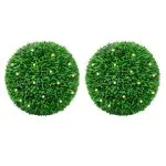Mingi artificiale din lemn de cimiș cu lumini LED 2 buc Verde