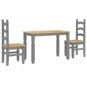 Set de sufragerie din 3 piese Panama din lemn masiv de pin gri
