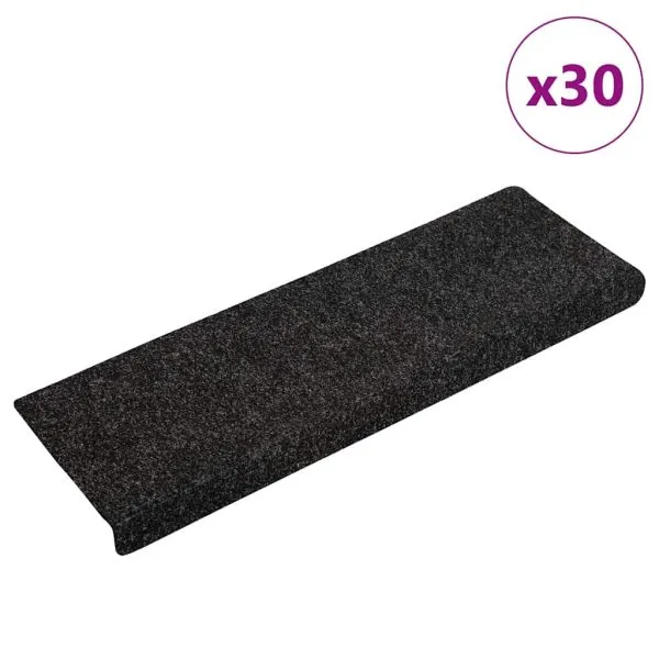 Covorașe scară autoadezive 30 buc Negru 65x21x4 cm