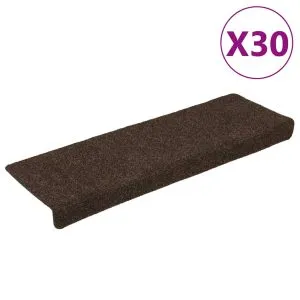 Covorașe scară autoadezive 30 buc Maro 65x21x4 cm