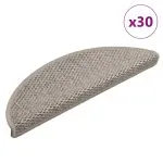 Covorașe scări autoadezive 30 buc argintiu 56x17x3 aspect sisal