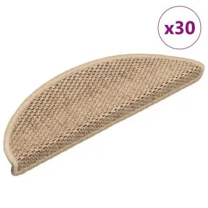 Covorașe de scară autoadezive aspect sisal 30 buc. nisip