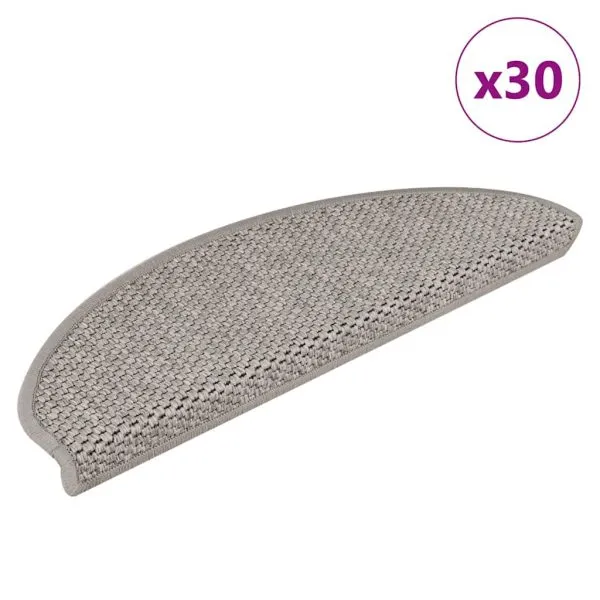 Covorașe autoadezive scări, 30 buc., argintiu, 65x21x4cm, sisal