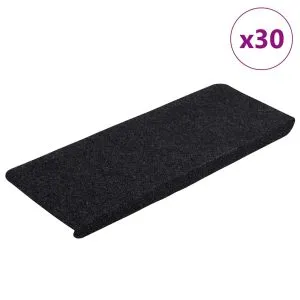 Covorașe scară autoadezive 30 buc Negru 65×24,5×3,5 cm