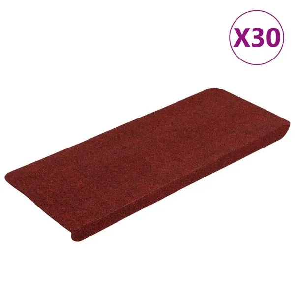 Covorașe scară autoadezive 30 buc Roșu 65×22,5×3,5 cm