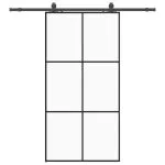 Ușă glisantă cu set de feronerie neagră 102×205 cm Sticlă ESG