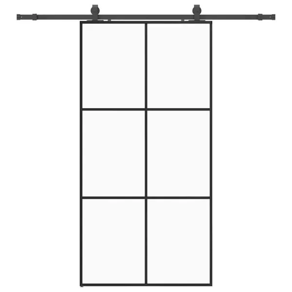 Ușă glisantă cu set de feronerie neagră 102×205 cm Sticlă ESG