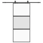 Ușă glisantă cu set feronerie neagră 90x205cm sticlă securizată
