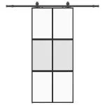 Ușă glisantă cu set feronerie neagră 90x205cm sticlă securizată