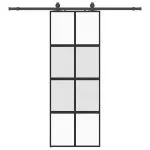Ușă glisantă cu set feronerie neagră 76x205cm sticlă securizată