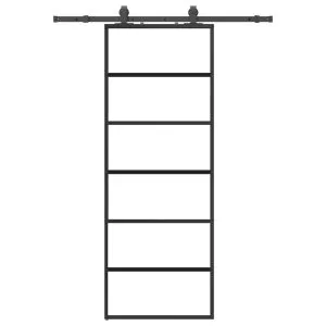 Ușă glisantă cu set de feronerie neagră 76×205 cm Sticlă ESG