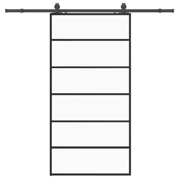 Ușă glisantă cu set de feronerie neagră 102×205 cm Sticlă ESG