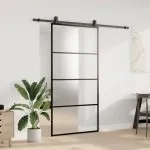 Ușă glisantă cu set de feronerie neagră 102,5×205 cm Sticlă ESG